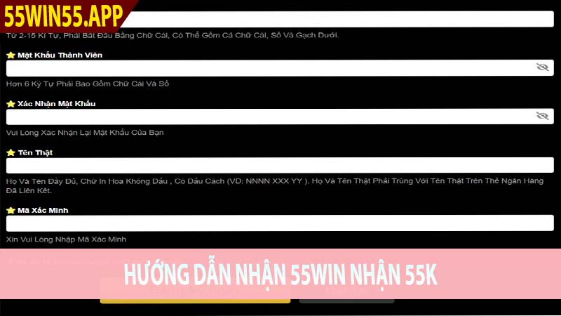 Hướng dẫn nhận 55win nhận 55k